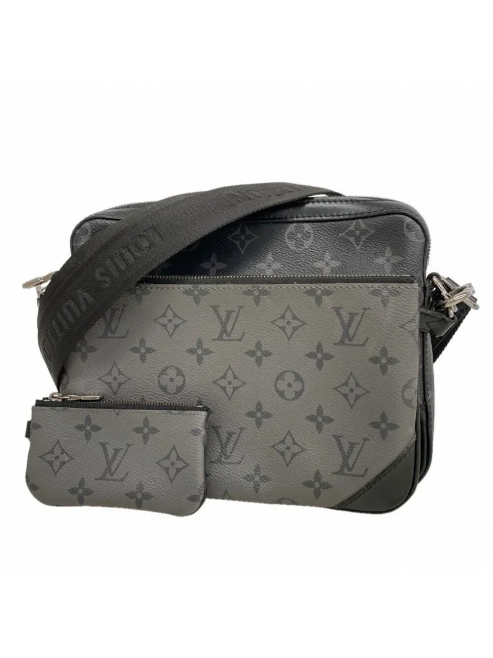Louis Vuitton Shoulder Bag Monogram Eclipse Reverse Trio Messenger Black Gray